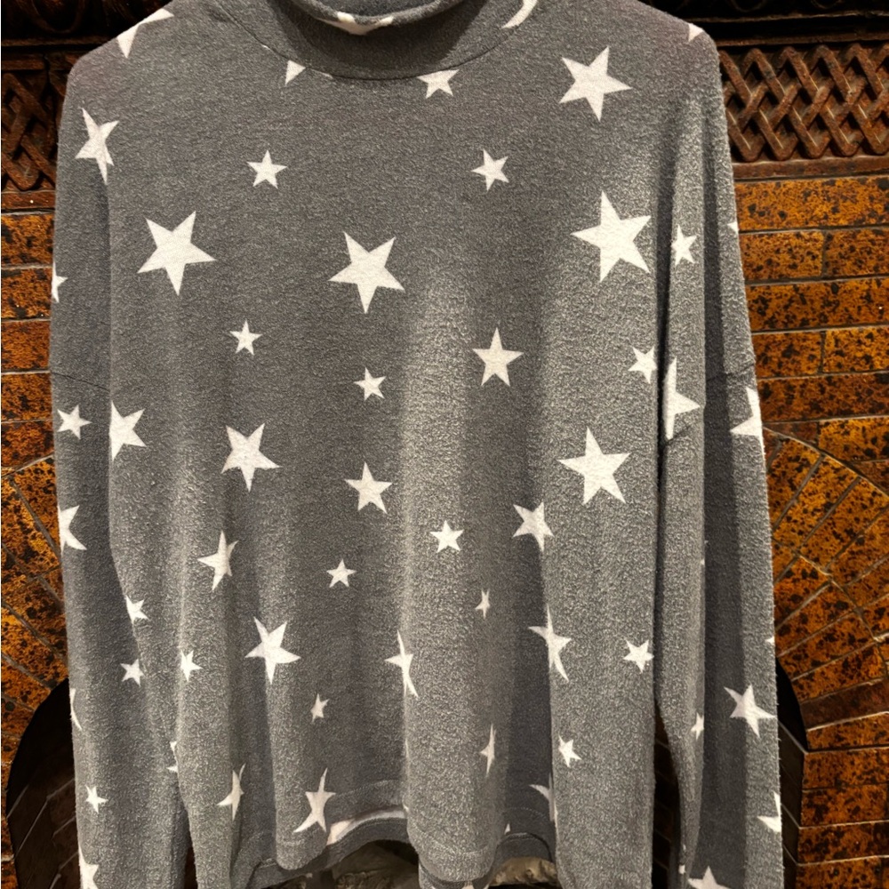 Celestial Star Patterned Turtleneck Sweater